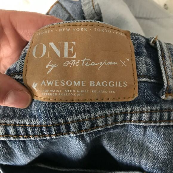 One by One teaspoon Distressed Awsome Baggies Low Waist Mid Rise Relaxed Leg 25 - Picture 8 of 9